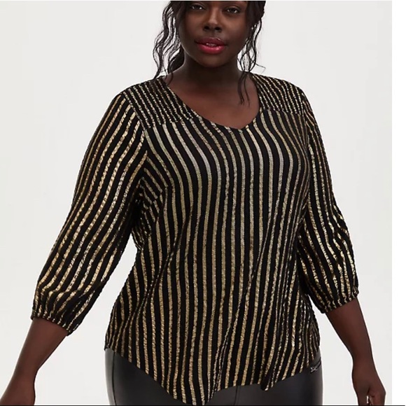torrid Tops - Torrid Gold and Black Striped Top